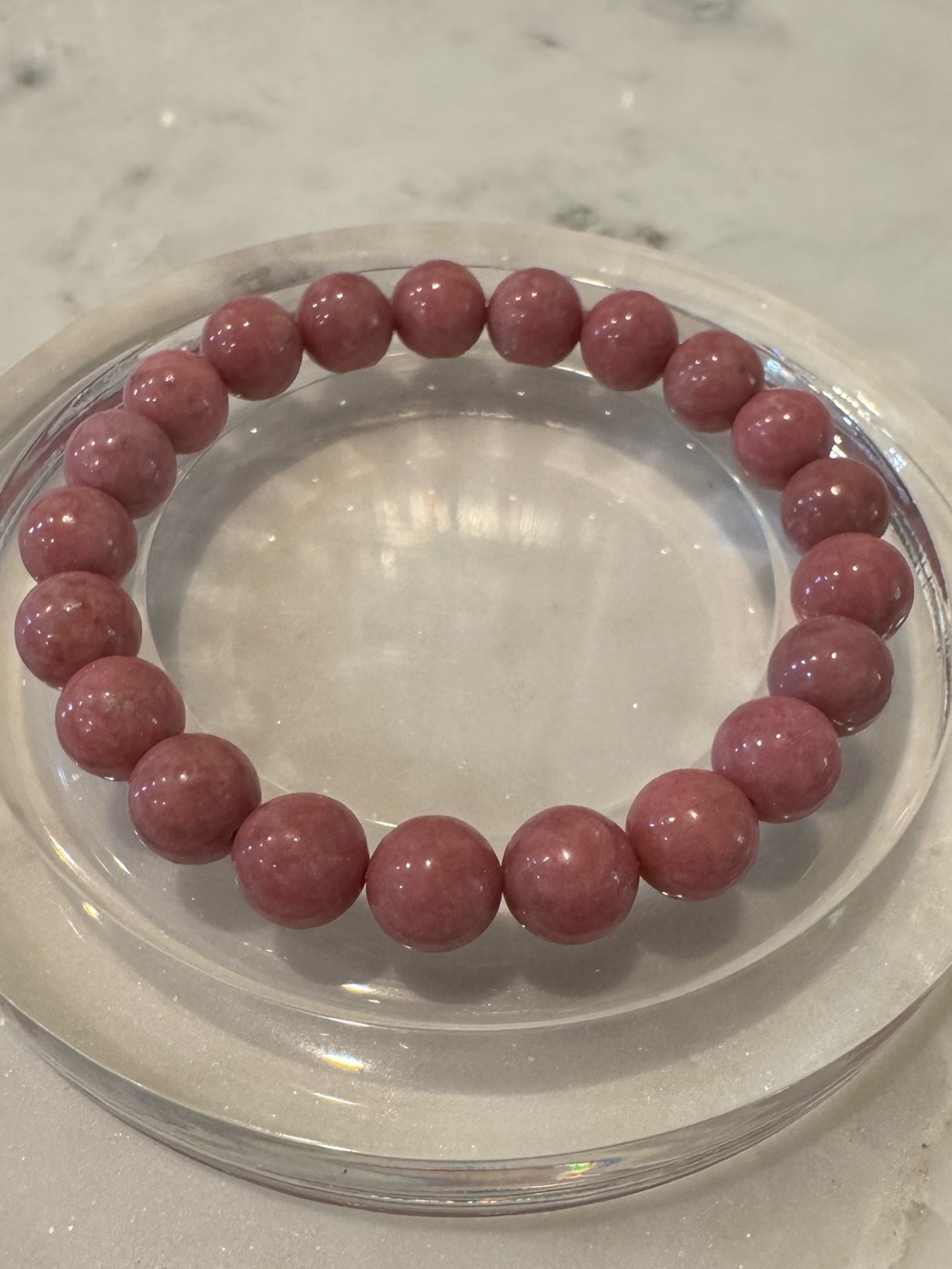 Natural Pink Rhodonite Gemstone beaded Stretchy Bracelet